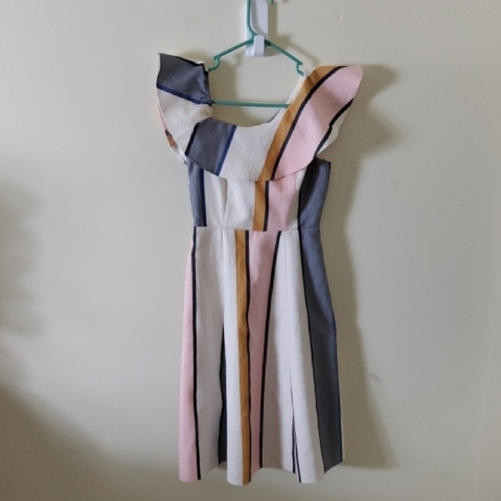 ASOS Cream and Gray One Shoulder Dress Size 2